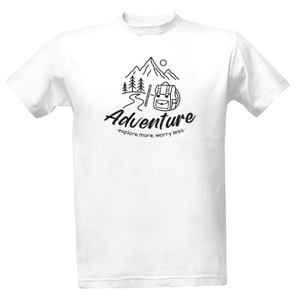 Tričko s potiskem Adventure- objevuj víc, stresuj míň