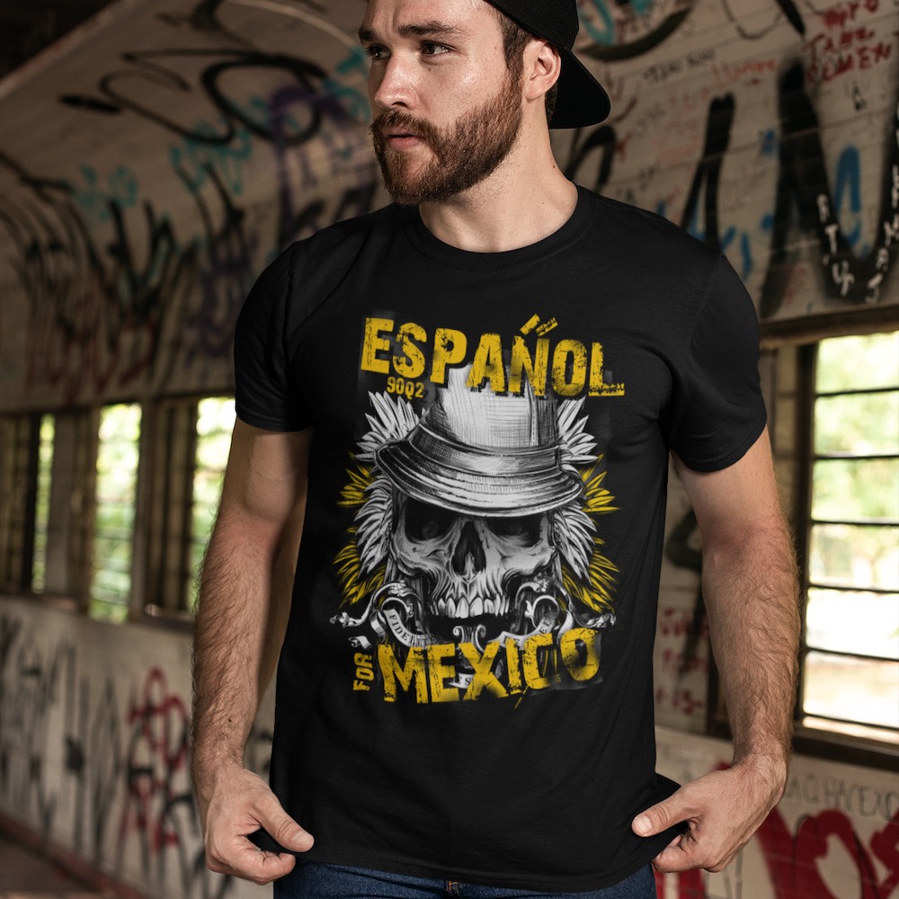 Tričko s potiskem Lebka Mexico