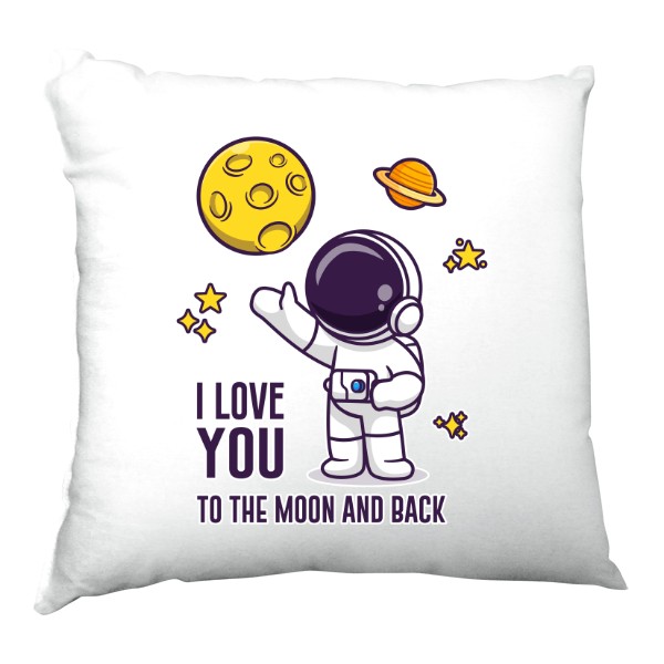 Polštář saténový s potiskem Love you to the moon