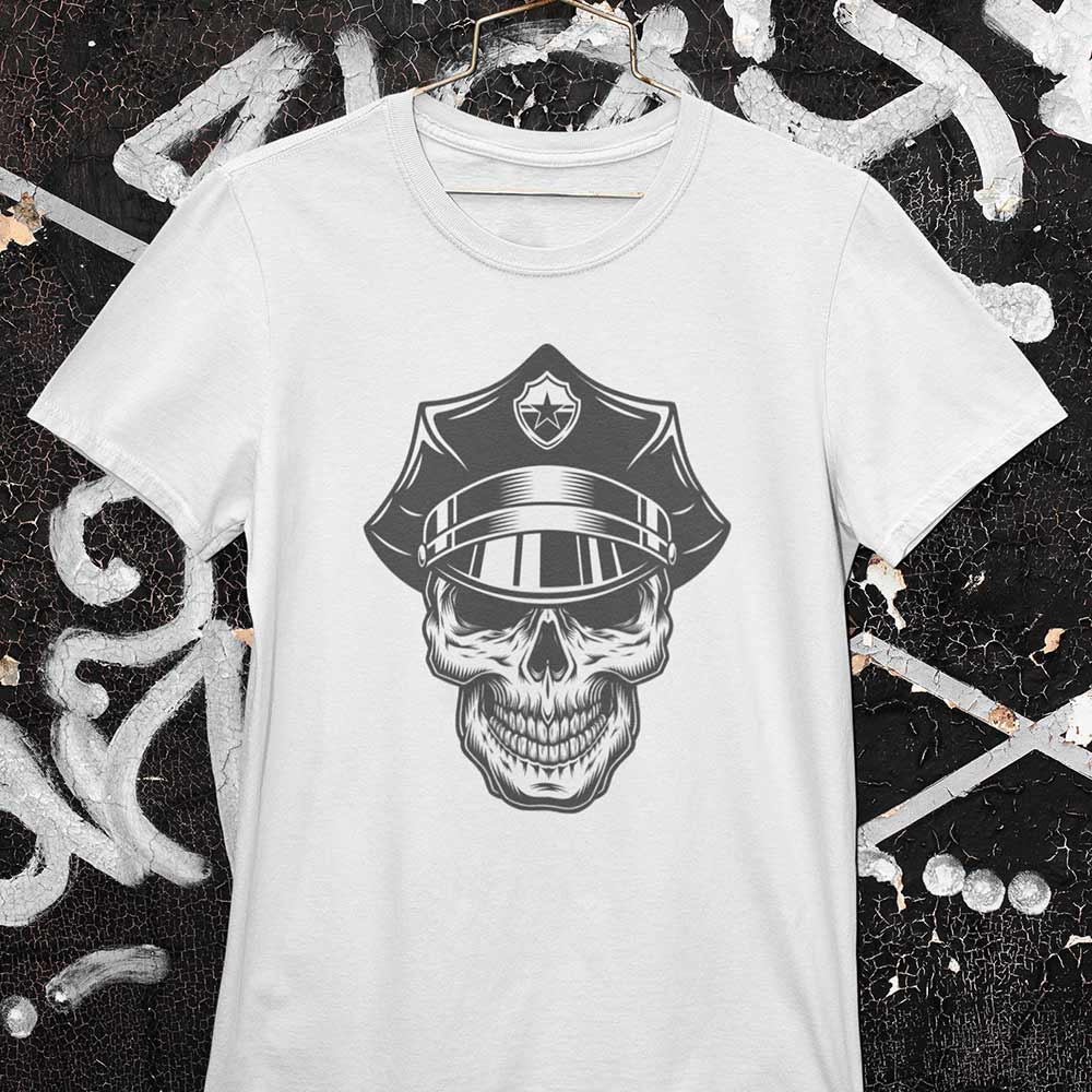 Tričko s potiskem Skull Policajt