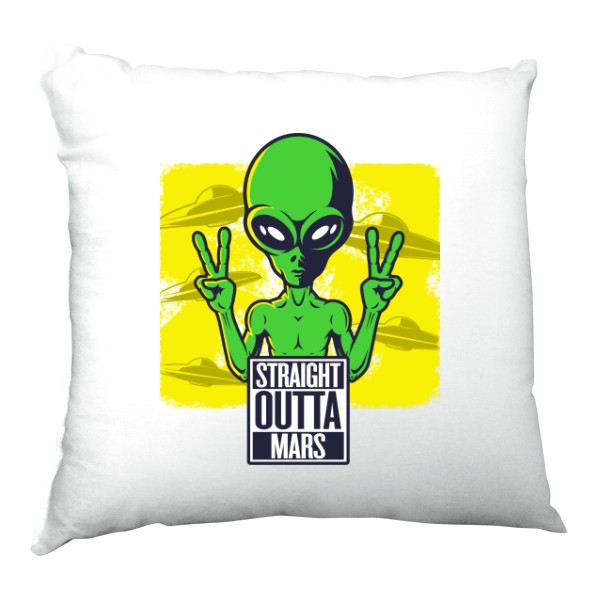 Polštář saténový s potiskem Straight outta Mars