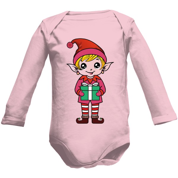 Dětské body Long s potiskem Vianočná Elfka s dárkem